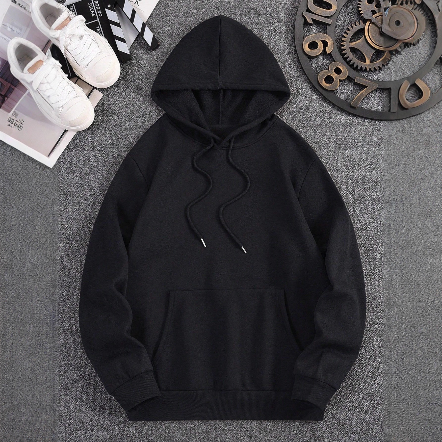 Felpa con cappuccio spessa, nuova, autunno inverno, versatile, ampia, con stampa floreale e teschio, per donna_voghion.com