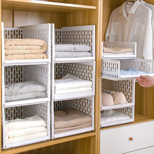 Wardrobe Storage Rack Multi-layer Drawer-type Layered Partition Shelf Household Bedroom Storage Box Cabinet Partition Shelf
