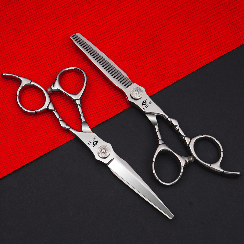 Professional High-end Stainless Steel 6inch Flat Teeth Straight Shears Thinning Scissors Haircut Tools For Barbershops_voghion.com