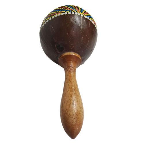 Indonesian original coconut shell sand hammer musical instrument painted professional hand-cranked rhythm sand ball folk accompaniment small percussion accessories