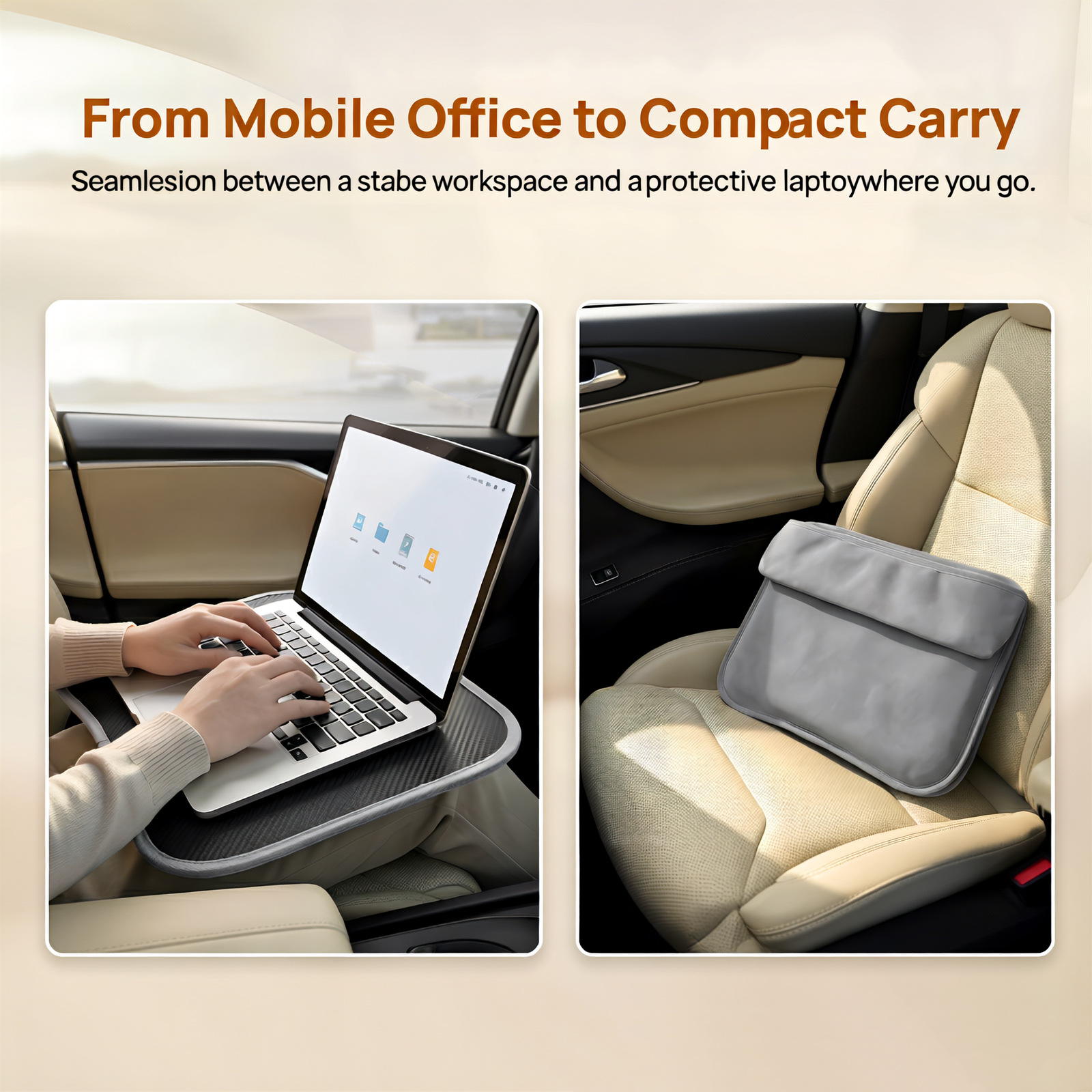 Car-Mounted Small Table, Lap Table, Multifunctional Car Dining Table, Laptop Table, Seat Gap Storage Box
