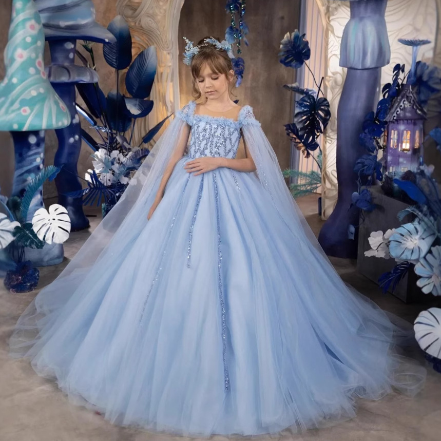 Blue Cross-border New Children's 2026 For Children's Day Stage Performance, Little Host Dress With A Small Train And_voghion.com