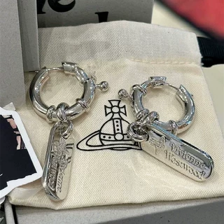 西太后字母方块吊牌土星耳环小众复古轻奢精致女高级感耳扣耳饰