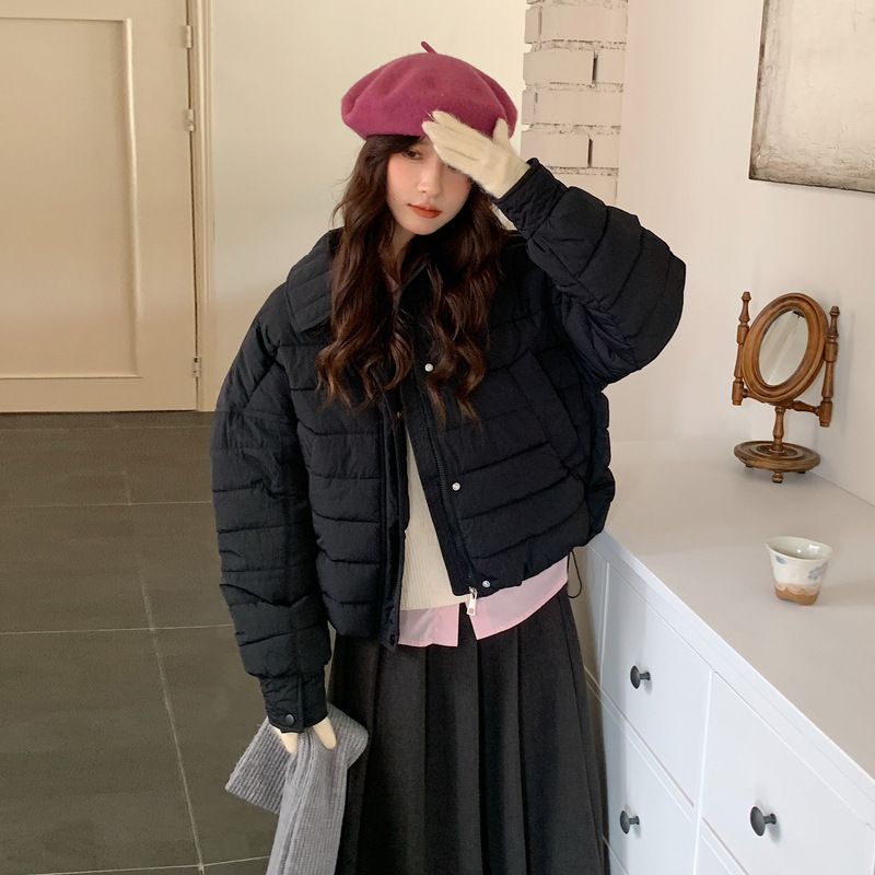 英伦风时尚轻薄棉服女2025新款翻领秋冬季宽松外套小香风批发