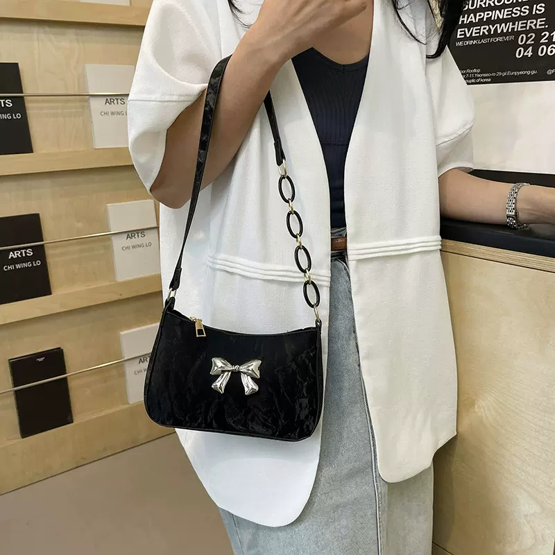甜美小清新蝴蝶结手提包包女2025新款潮流韩腋下斜挎包链条单肩包
