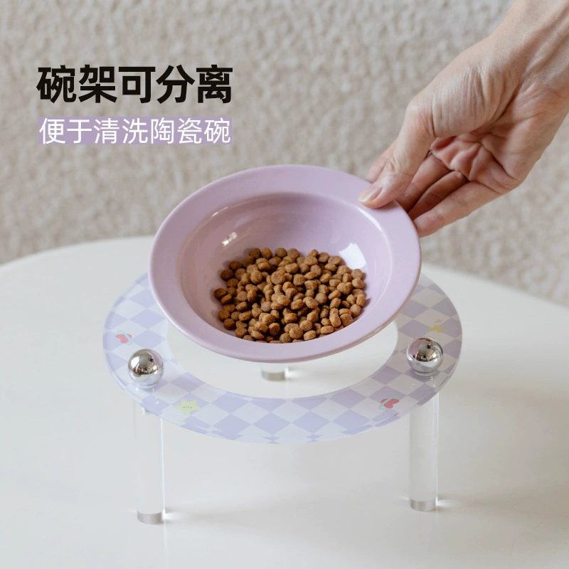 Керамическая миска для животных, миска для кошки, миска для корма, миска для кошек и собак для воды, миска для кормления, акриловая подставка, стол для кормления