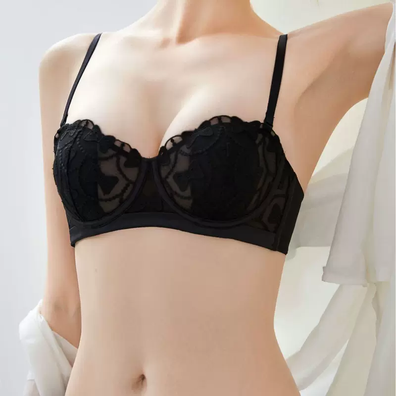 Кружевное летнее тонкое нижнее белье, ультратонкий поддерживающий sexy бюстгальтер, комфортный комплект, французский стиль