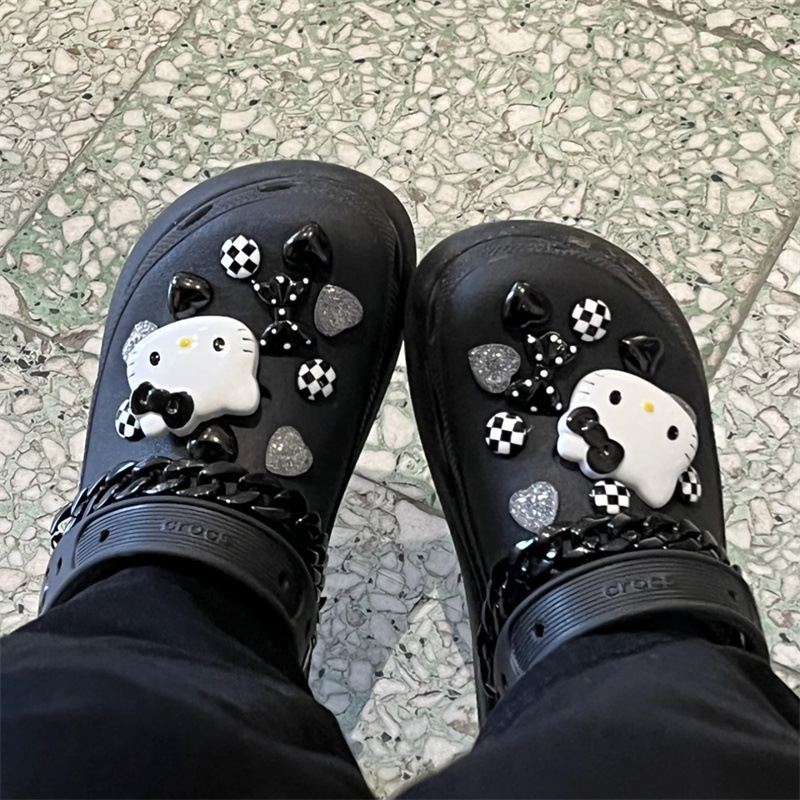 Dark Black Hole Shoes Accessories Shoe Flower Detachable Shoe Buckle DIY Cute Hello Kitty Upper Decorative Buckle Cross Border Dark Black Hole Shoes Accessories Shoe Flower Detachable Shoe Buckle DIY Cute Hello Kitty Upper Decorative Buckle Cross Border