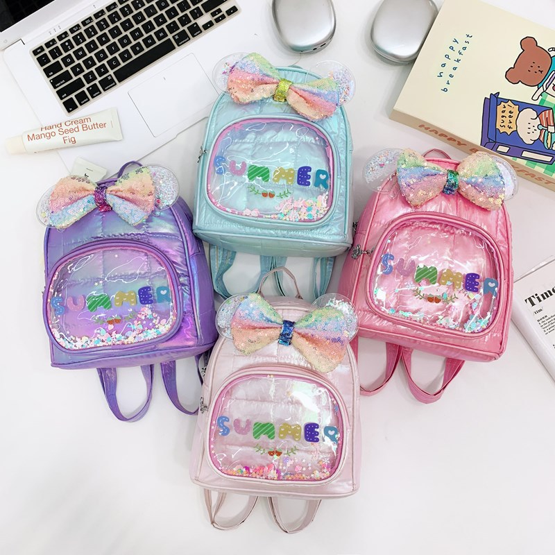 Kindergarten baby mochila escolar linda bowknot moda lentejuelas para niños y niñas mochila nueva moda para niños