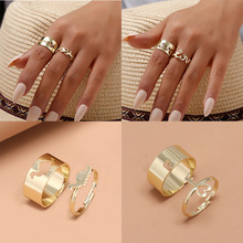 新款戒指韩版几何时尚开口戒简约气质通用戒指不掉色小众潮流饰品