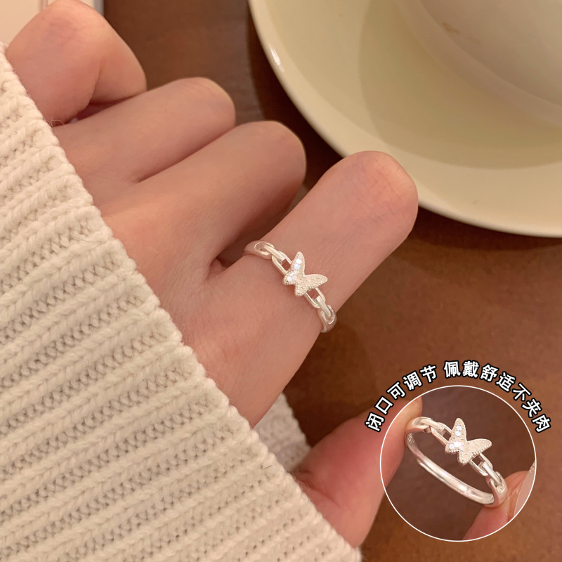 Xiaohongshu 新製品 S925 スターリングシルバーリング女性の夏インスタイルハイエンドニッチライト高級非退色シルバージュエリー|undefined
