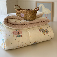 出口韩国60S长绒棉单人豆豆被秋冬全棉儿童被1.5米学生秋冬大豆被