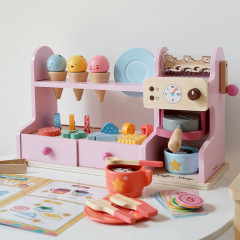子供用アイスクリーム玩具木製アイスクリーム店コーヒーマシンアイスクリームの組み合わせ女の子の誕生日プレゼント