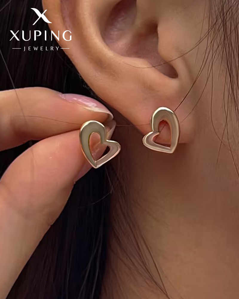 Xupeando joyería de oro pendientes de alto grado temperamento pendientes encantadores nichos femeninos diseño melocotón corazón pendientes joyería de moda