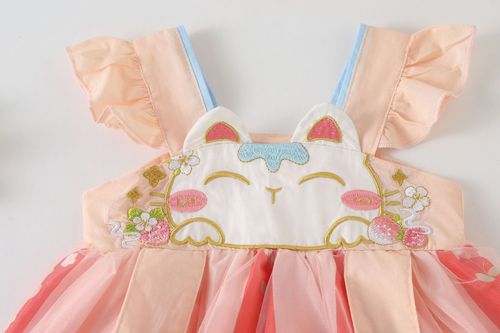Chinese-style summer children's Hanfu sleeveless baby clothing infant onesie spaghetti straps Tang suit Hairy princess dress