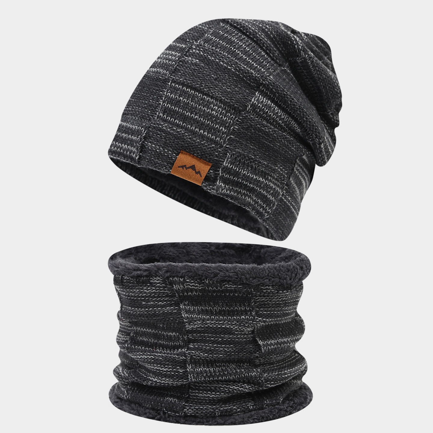 Transfronterizos Europa y Estados Unidos otoño y invierno más terciopelo mezcla de color versátil sombrero de punto de doble conjunto de gorras al aire libre para hombres y mujeres con terciopelo