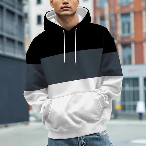 Spring new men's spring and autumn new casual all-matching trend fashionable print basic public hooded hooded hoodie