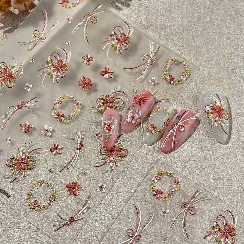 Ant Pattern Nail Art Stickers Floral Nail Art Stickers Source Manufacturer Chinese Style Wreath Spring Nail Art Decorations Wholesale Yt8140