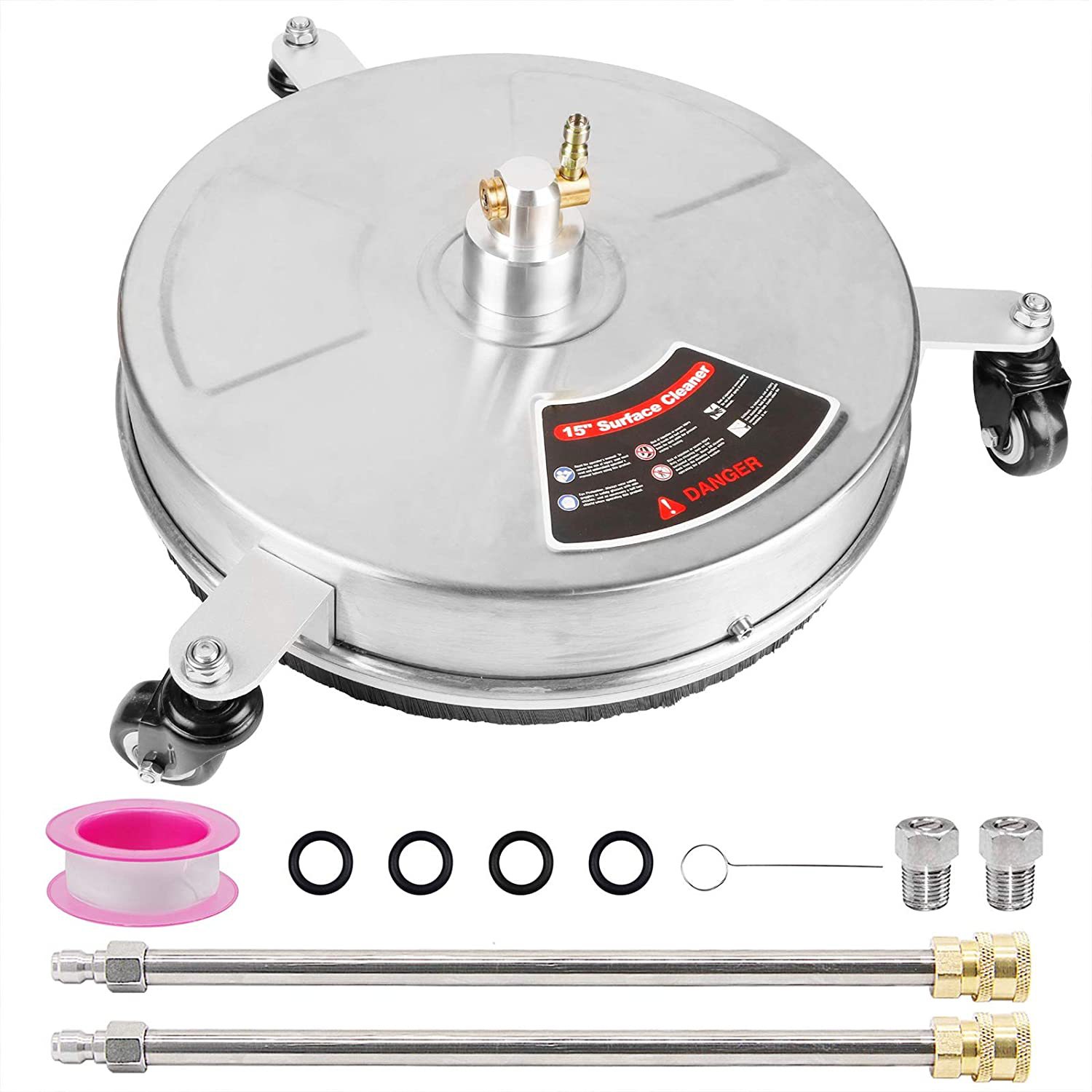 不锈钢洗地盘高压清洗机1/4快插家用洗地器15英寸洗地器地面清洁