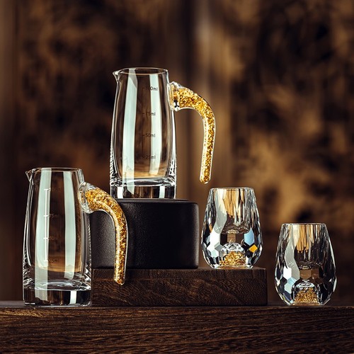 Gold foil white wine glass set, one pot, six glasses, small glass, household crystal wine divider, wine gift box