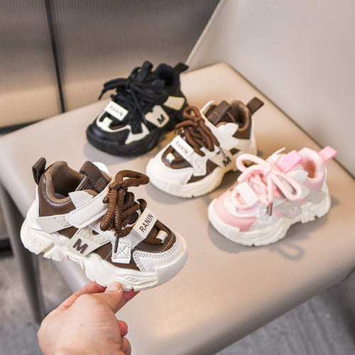 Children's Shoes for Boys and Girls - 2026 Autumn/Winter New Style - Soft Leather Surface, Rubber Sole, Sporty Shoes, Korean Style, Casual Dad Shoes, Trendy