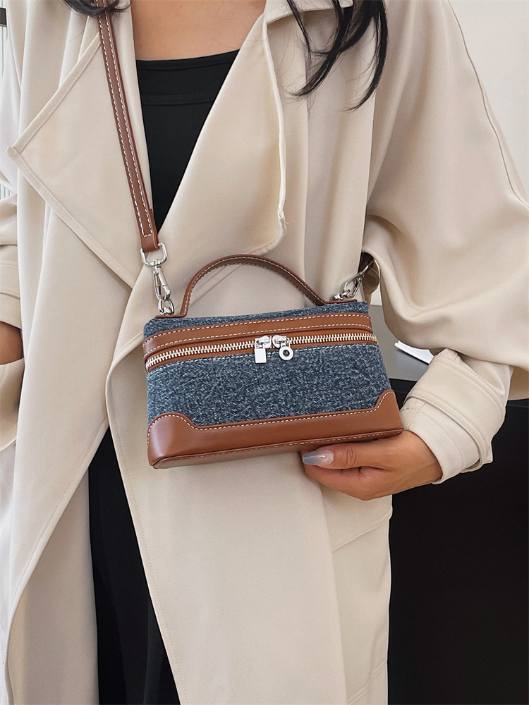 Bolso de diseño de nicho para mujeres nueva moda denim cross-border color contrastante empalme bolso de hombro de tendencia bolso pequeño