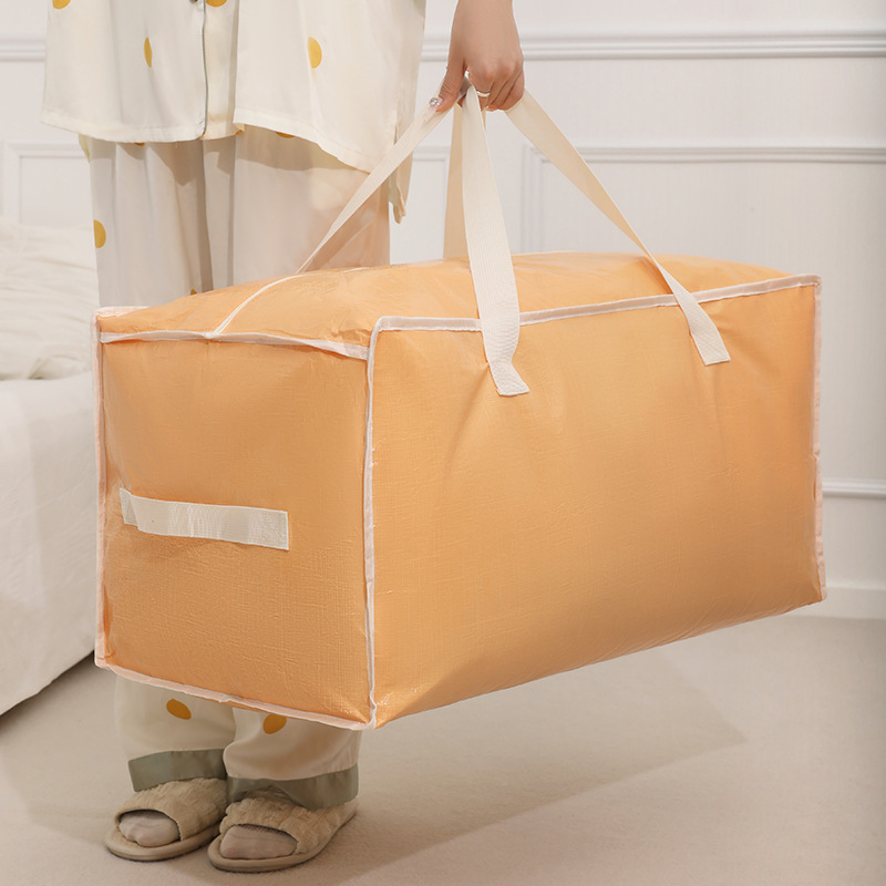 Nueva bolsa de almacenamiento de pe a prueba de humedad, bolsa de almacenamiento a cuadros tejida, bolsa de acabado de ropa de temporada, bolsa de edredón impermeable y a prueba de humedad