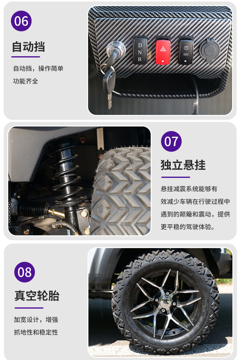 Electric Golf Cart for Foreign Trade Scenic Spots, Sightseeing Vehicle, Hotel Reception Vehicle, 6-Seater Golf Cart