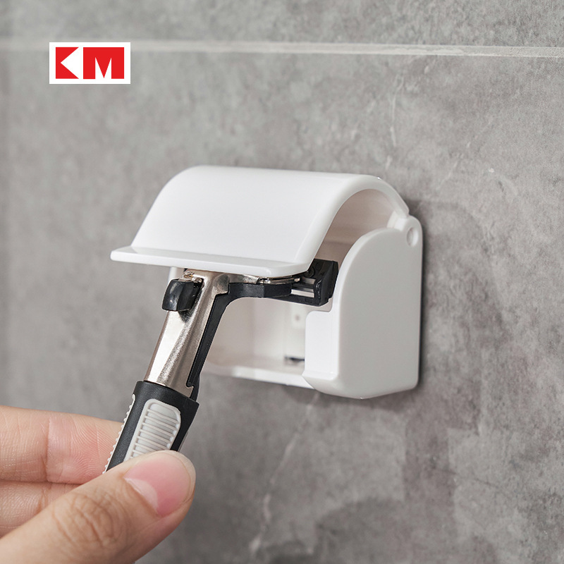 Shaver Hook Strong Adhesive Wall Hanging Rack Toilet Manual Razor Wall Storage Rack with Lid