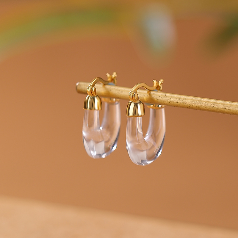Bông tai bạc S925 mạ vàng đính pha lê trắng hình mặt trăng cao cấp — một cặp