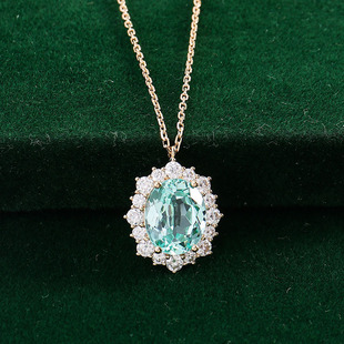 Flower Diamond Egg-Shaped Pendant Women's Cultivation Aquamarine European and American Fashion Light Luxury Exquisite Clavicle Chain Necklace Jewelry