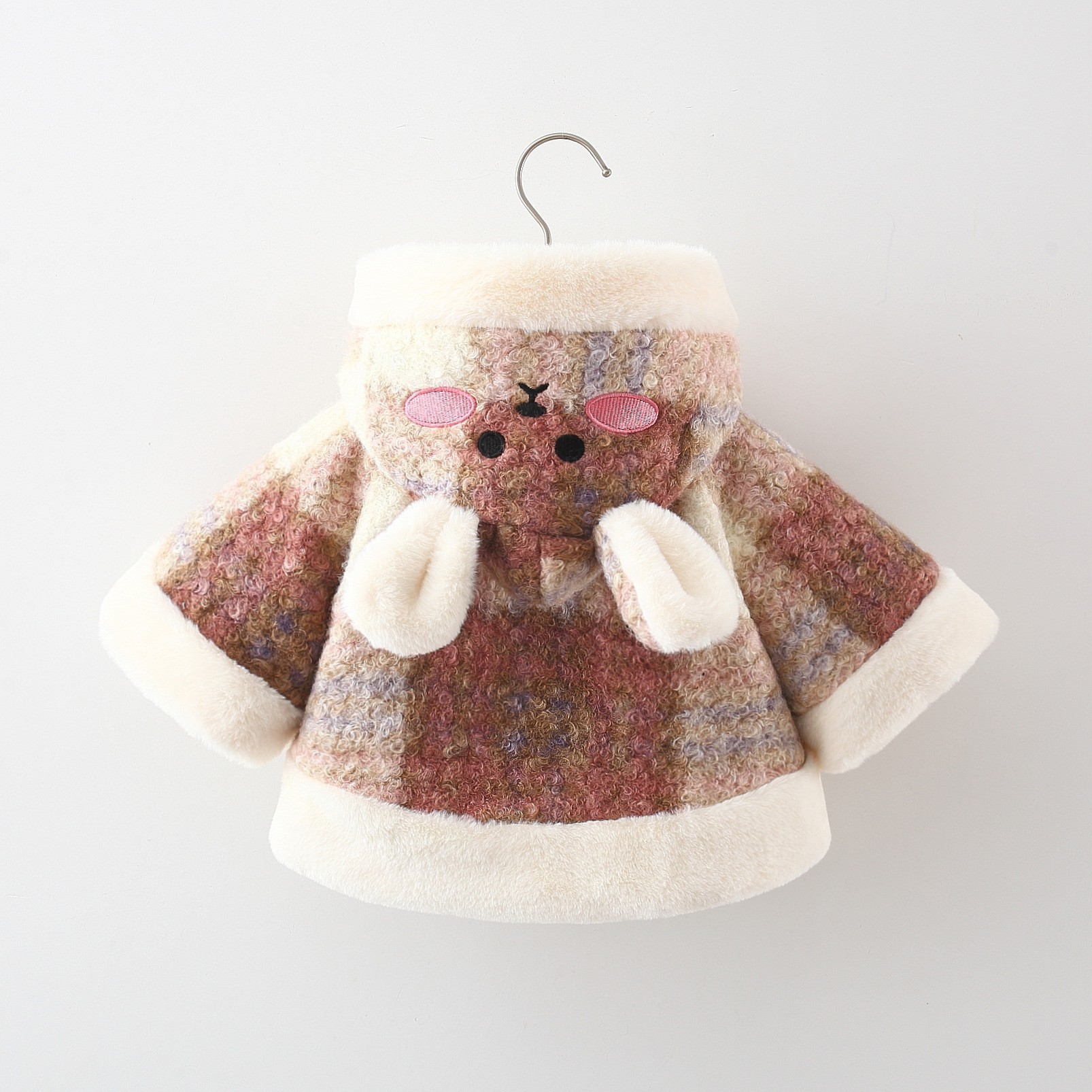 1725 ropa para niños capa para bebé capa para otoño e invierno nuevo abrigo de lana a cuadros cálido para niños abrigo grueso para niñas image 3