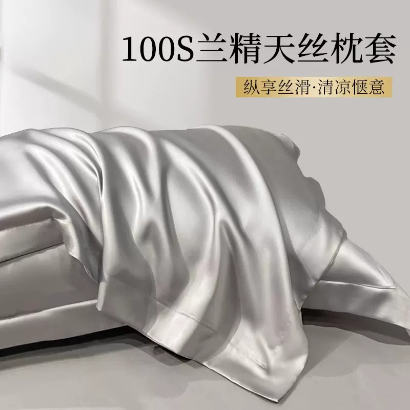 天丝夏季枕套真丝枕头套一对装冰丝枕头套48cmx74cm2024新款2