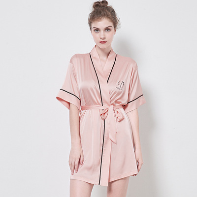 睡衣女春夏新款冰丝短袖薄款性感睡袍网红浴袍家居服支持一件代发|ms