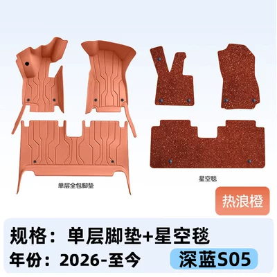 Blue S05, full-coverage floor mats, Modelə uyğun ayaqaltı - heat-wave-orangedouble-layer-starry-sky-blanket