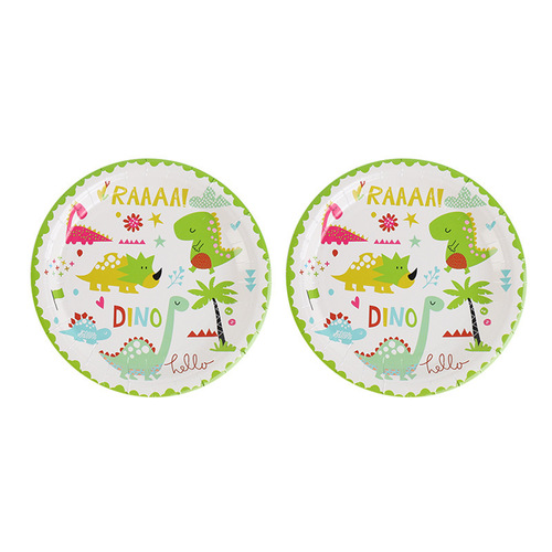 Cross-border New Products Pennant Paper Plate Popcorn Box Paper Hat Paper Cup Dinosaur Birthday Party Set Yiwu Factory