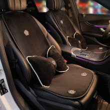 汽车坐垫冬季毛绒四季通用单片精致山茶花冬款加绒加热车载座椅垫