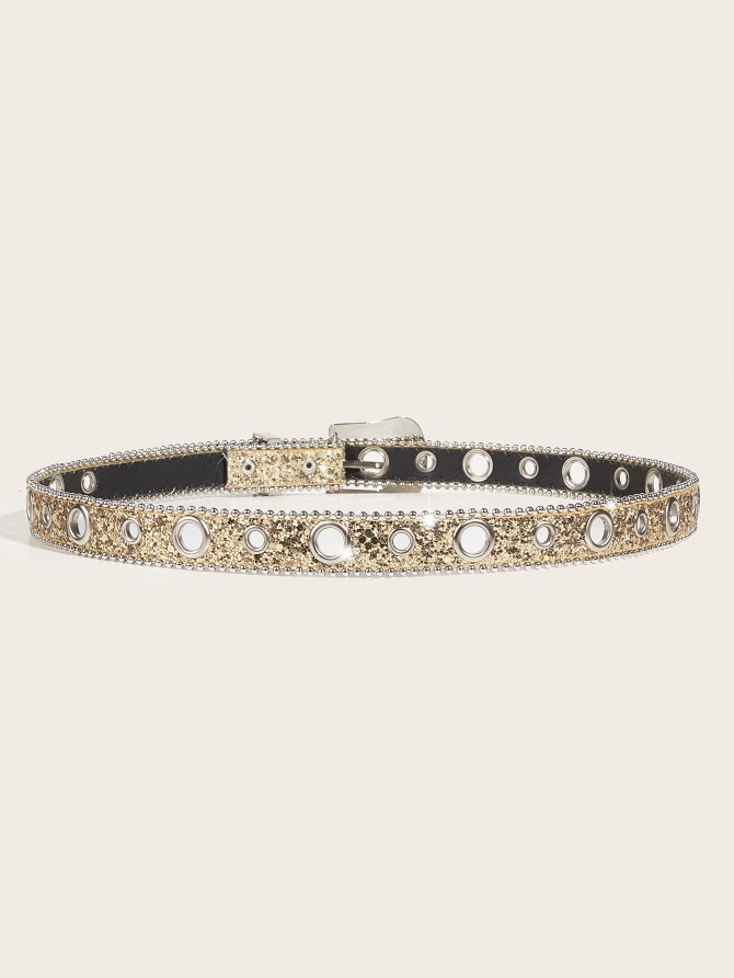 2024 New Fashion Versatile Water Diamond Willow Nail Silver Needle Button Thin Belt Women's Jeans Belt Dress Decoration Narrow Accessories_viptrois.com
