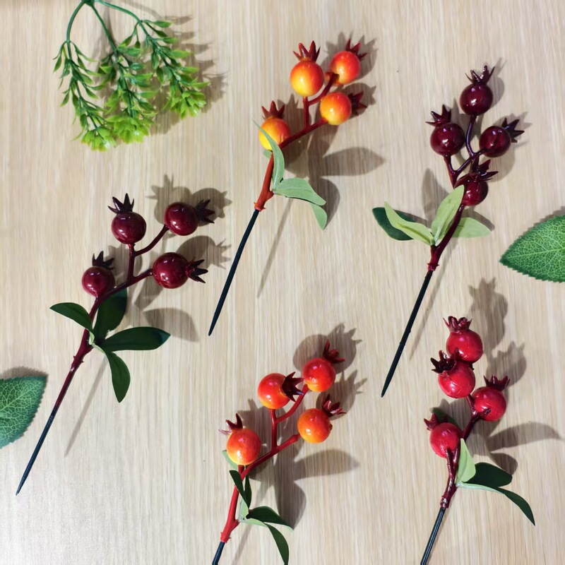 4 Artificial Pomegranate Red Fruit Bunches Festive Decoration Photography Props Living Room Ornaments DIY Fake Fruit Artificial Fruit