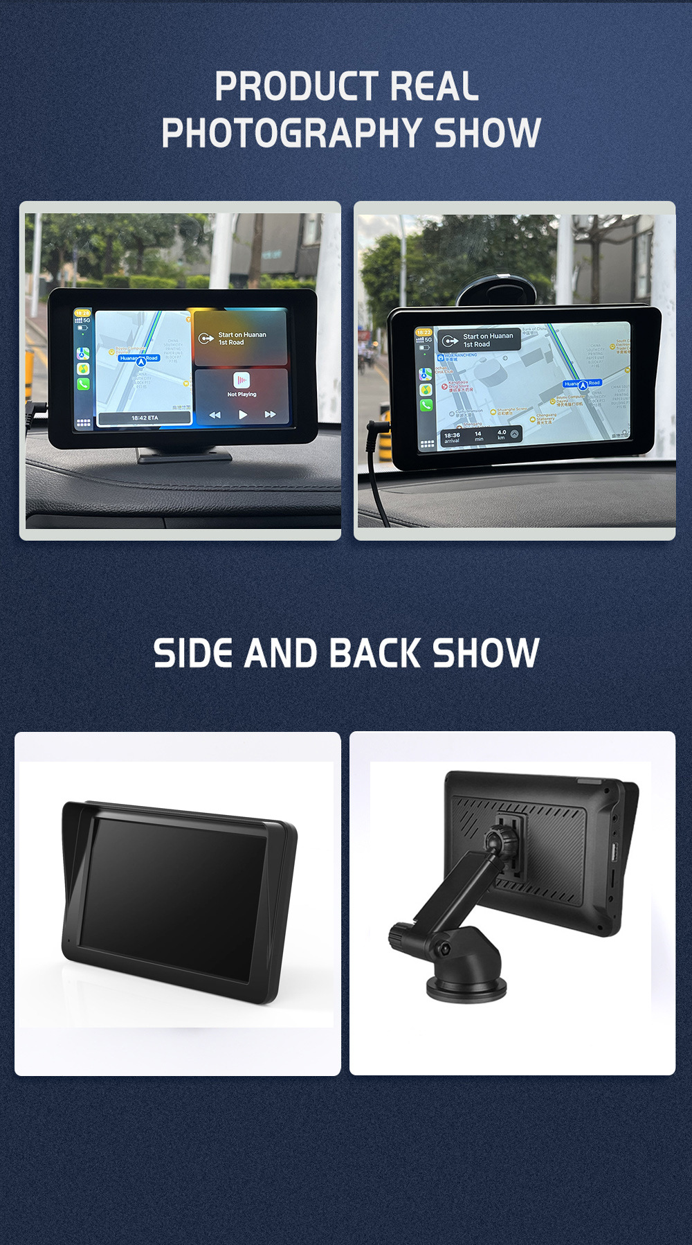 Cross-Border Export Car Smart Screen 7inch Universal Ips Portable Navigation Wireless Carplay Bluetooth Mp5 Car