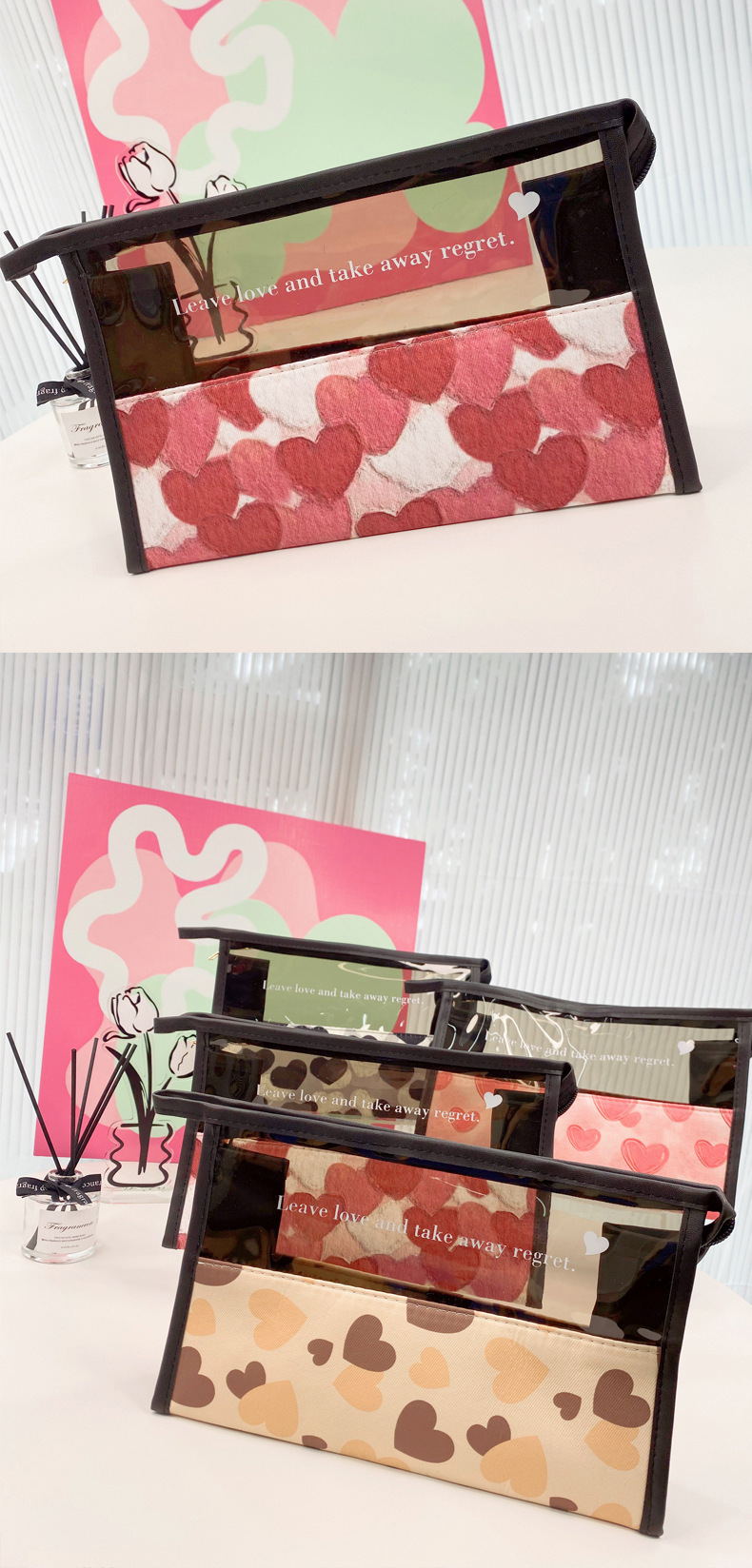 Simple and large-capacity mesh makeup bag, transparent pvc storage bag for cosmetics and toiletries undefined