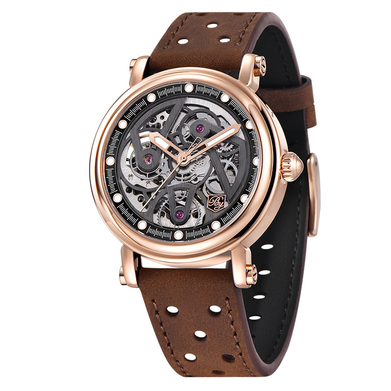 Benyar Reloj de hombre Reloj mecánico completamente automático movimiento hueco nocturno impermeable reloj de moda BY5202