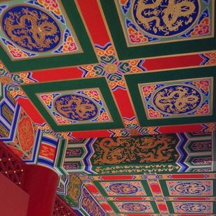 Xizang Wallpaper Seamless Beams Ceiling Buddhist Hall Temple Beams Wallpaper Palace Hotel Buddhist Hall Colorful Flags Painted Murals