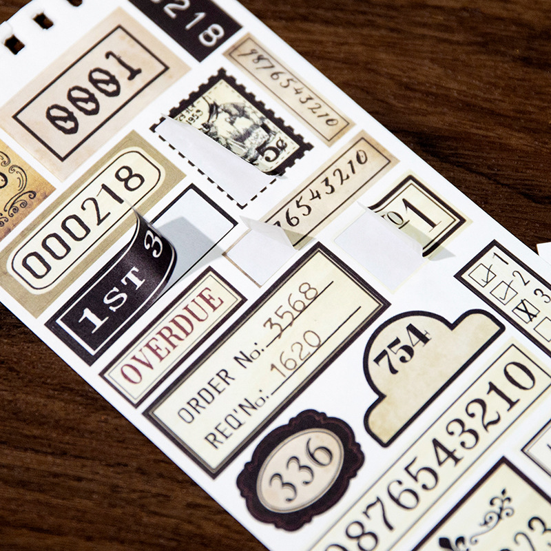 Yan Ji bobina libro etiqueta izquierda serie diario decoración material base 12 unidades en 4 tipos