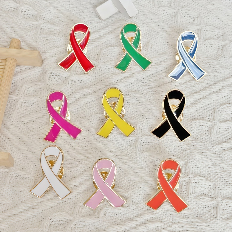 Broche nœud papillon coloré transfrontalière, accessoire de mode, promotion de la sensibilisation à la prévention, badge commémoratif en métal en forme de goutte d'huile_voghion.com