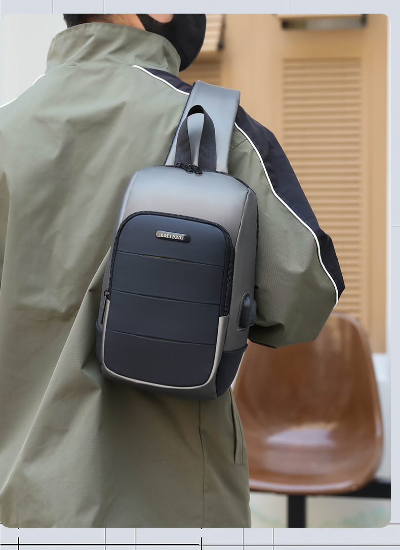 Cross-border chest bag, men's crossbody bag, single-shoulder backpack, multi-functional large-capacity charging crossbody small bag, messenger bag, men's bag Item Picture