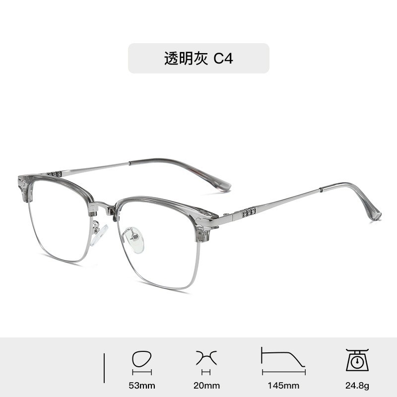 TR90 temperamento negro oro medio marco marco de gafas de miopía para hombres puede equiparse con un número de grados marco de cejas de protección contra la luz azul medio marco de cejas mujeres