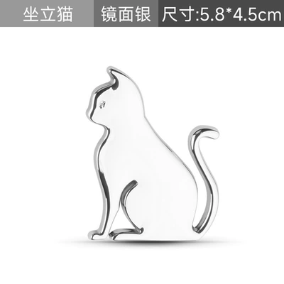 Car Personalized Pet Cat Car Logo Metal Car Sticker Tail Logo Side Logo Exterior Scratches White Cat Waterproof Decorative Sticker (Body sticker) - kitten-sticker-silver