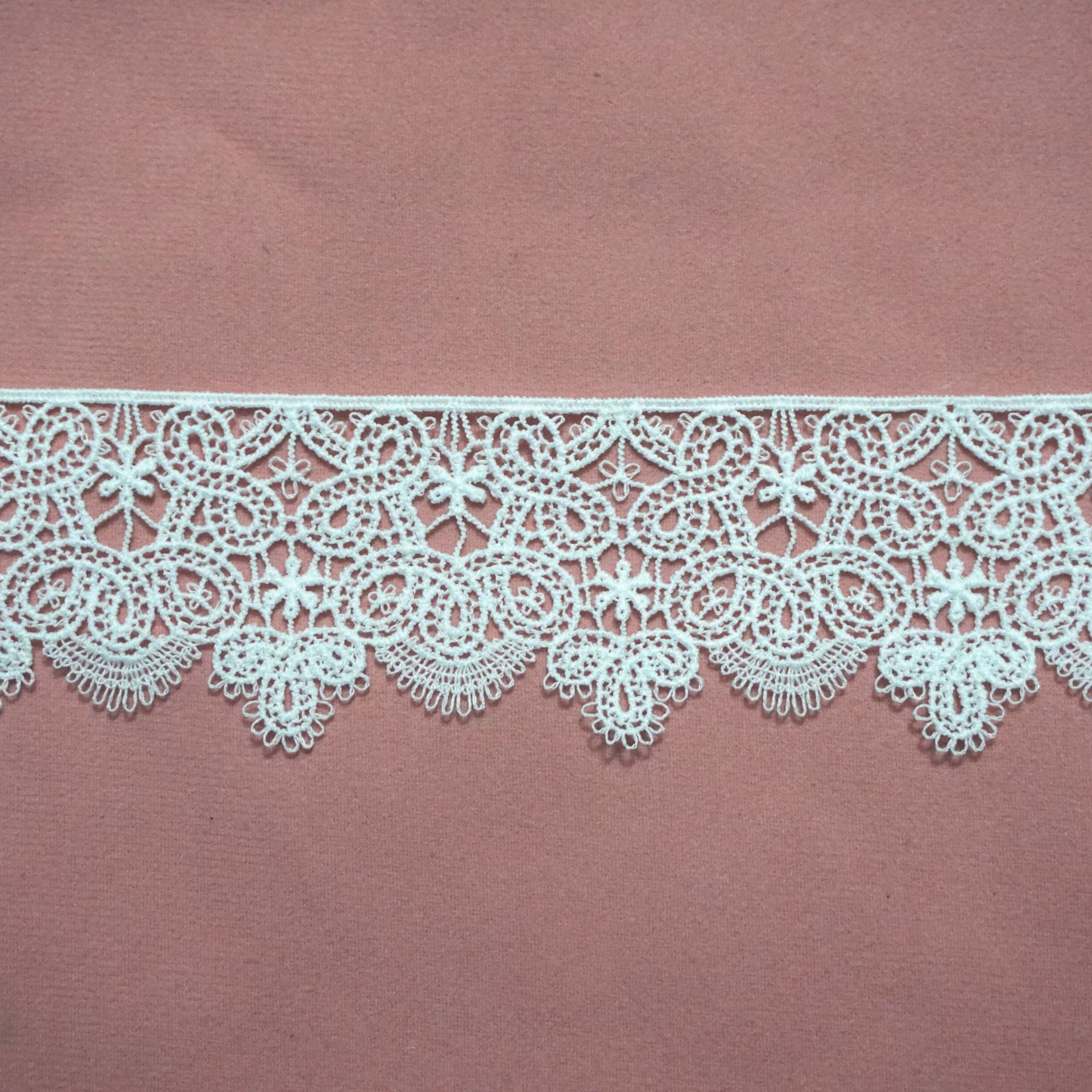 新款水溶牛奶丝刺绣花边工厂现货波浪单色镂空条码窗帘辅料