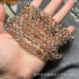 天然黑金超七三圈手串超级七圆珠水晶手链高货发丝多高性价比